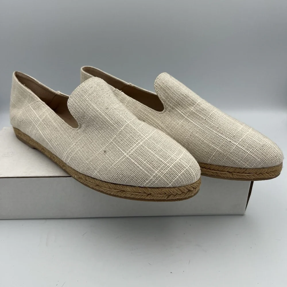 Jack Rogers Audrey Slip On LineneEspadrille Flats Ivory,‎ Women's Size 9.5